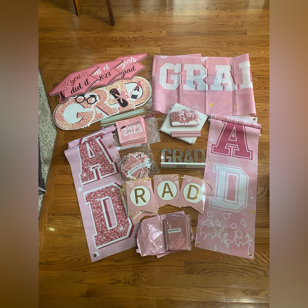 Pink graduation decorations